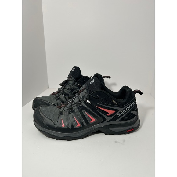Salomon Shoes - Salomon X Ultra Gore-Tex Hiking Shoes Black Grey Coral Womens 8 398685